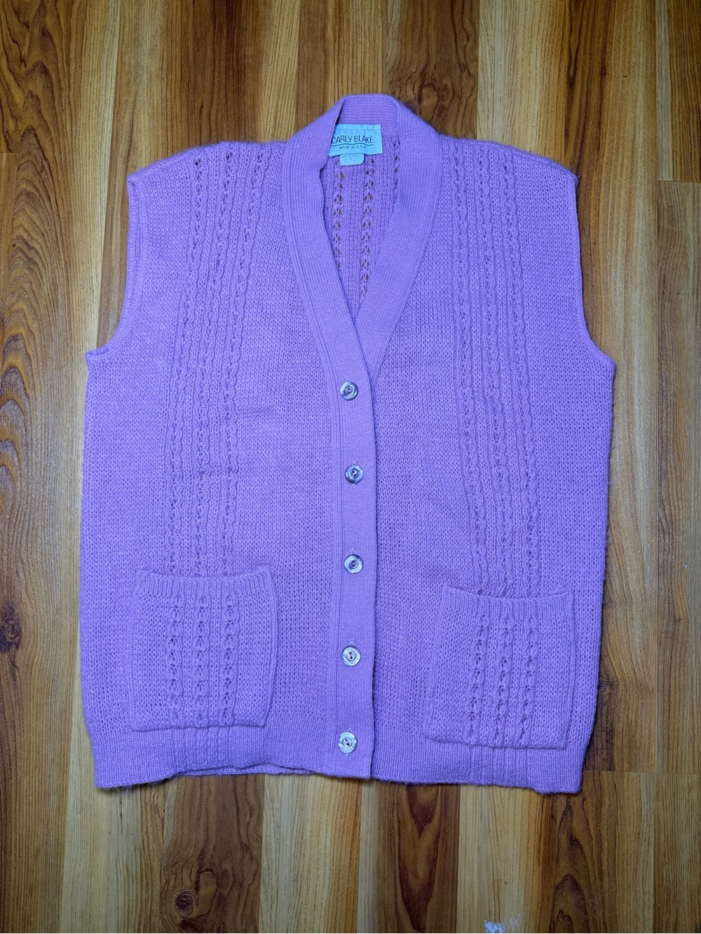Lavender Knit Button-Front Women's Sweater Vest